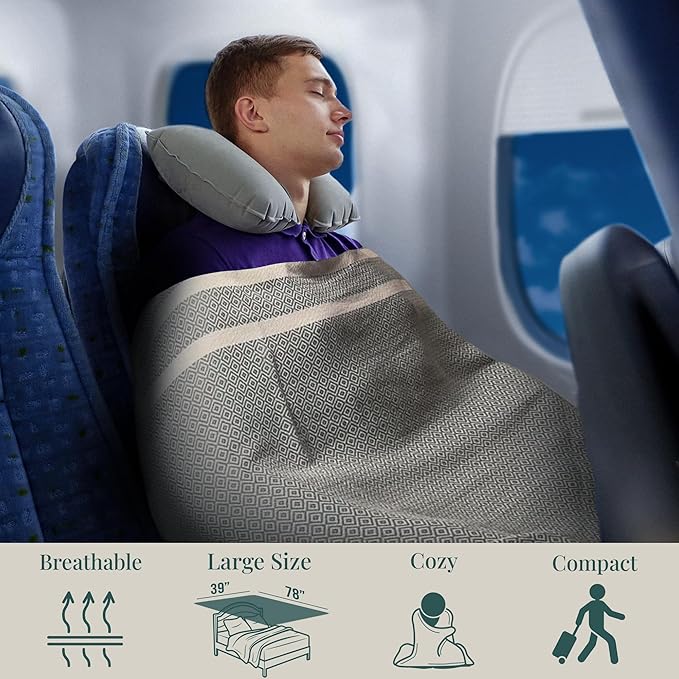 Cotton Travel Towel Quick Drying Camping Pool Hiking Large Size 39" x 78" Compact Vacuum Pack Lightweight Absorbent Breathable Keep Warm Blanket