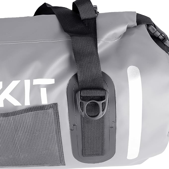 Waterproof Duffle Bag Travel Dry Bag 500D PVC for Motorcycle Tail Kayaking Rafting Boating Swimming Camping Hiking Beach Fishing (Grey, 60L)