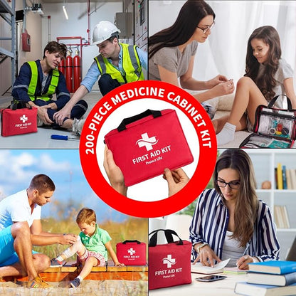Protect Life Survival First Aid Kit for Home/Business, Camping Survival Kits | Mini Travel First Aid Kit | Camping Equipment | Small Kits for Car | Outdoor Emergency Survivals Pack