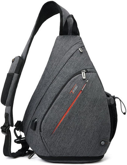 TUDEQU Sling backpack, 8 Pockets Sling Bag Crossbody, 19L Large Sling Bag for Men Travel Crossbody Backpack Hiking Outdoor