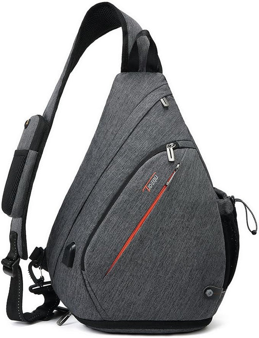 TUDEQU Sling backpack, 8 Pockets Sling Bag Crossbody, 19L Large Sling Bag for Men Travel Crossbody Backpack Hiking Outdoor