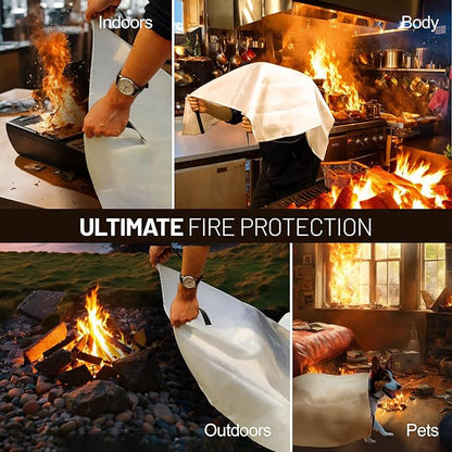 2-Pack Emergency Fire Blanket for Home & Kitchen, 40” x 40" Flame-Resistant Blankets Suitable for Camping, Barbecue, Picnic, Car, Fireplace & Warehouse Emergency Survival Safety Blankets.