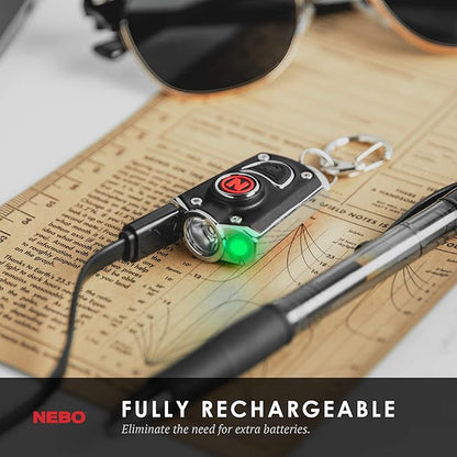 NEBO Mycro Rechargeable LED Keychain Light | Key Ring Flashlight Features 6 Light Modes,