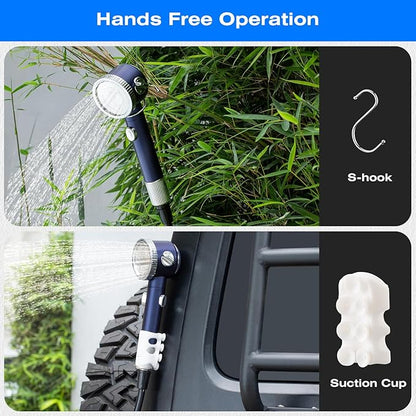 Portable Shower for Camping, 6000mAh Rechargeable Electric Camping Shower Pump with Intelligent Digital Display Multiple Spray Modes, Perfect for Outdoor Hiking Travel Car Washing Pet Bath