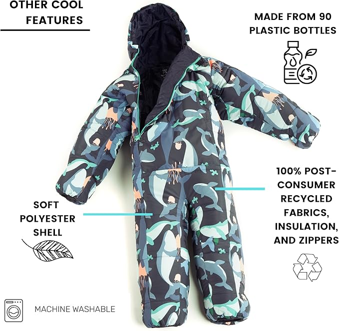 Selk'bag Kids Wearable Sleeping Bag I Outdoor and Indoor Sleeping Bag Suit for Boys and Girls, Camping, Hiking, RV Trips, Slumber Party, Travel, Lounging