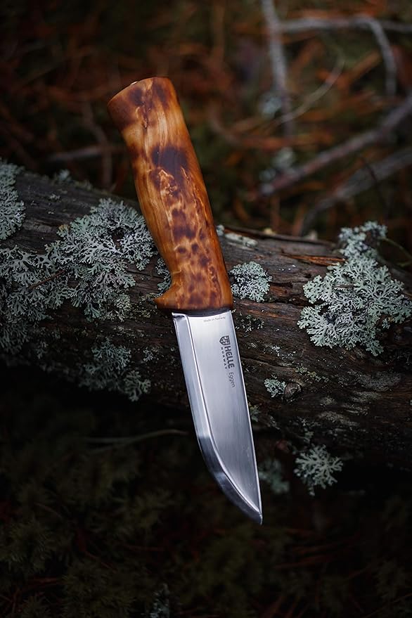HELLE Knives - Eggen Laminated - Fixed Blade - Classic Knife - Stick Tang - Birch Wood Handle - H3LS Stainless Steel - Made in Norway