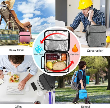 Hap Tim Insulated Lunch Box for Men, Reusable Lunch Bag for Women, Spacious Lunchbox Adult, Dark grey (18654-DG)