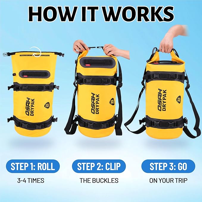 Waterproof Dry Bag - Motorcycle Luggage Tail Bag with Straps for Back Seat, Roll Top Lightweight Waterproof Backpack Sack for Travel, Swimming, Boating, Kayaking, Camping and Beach