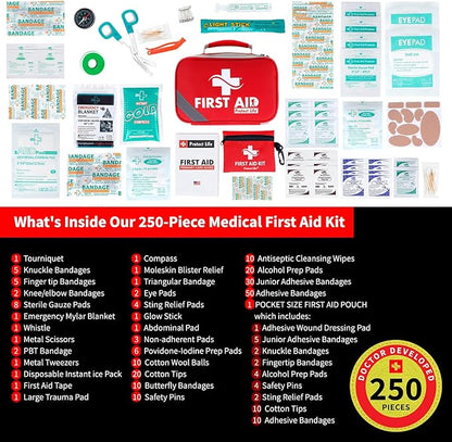 Protect Life Survival First Aid Kit for Home/Business, Camping Survival Kits | Mini Travel First Aid Kit | Camping Equipment | Small Kits for Car | Outdoor Emergency Survivals Pack