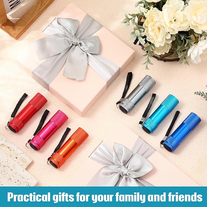 VIHOSE 32 Pcs Mini Flashlights Bulk, Bright Aluminum Handheld Flash Light with Lanyard, Small LED Flashlights for Kids Night Reading Emergency Hurricane Camping Hiking Party Favors(Warm Color)