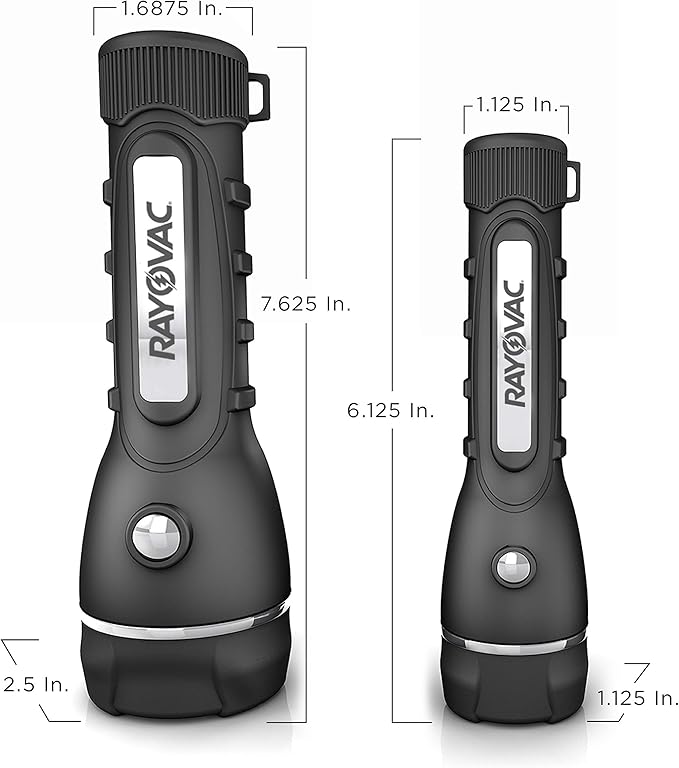 Rayovac LED Flashlight 3 Pack, Rubber Grip Flash Light Set with Batteries Included - Perfect for Power Outages, Emergency Situations, Camping, Hiking, Dog Walking (3 Pack)