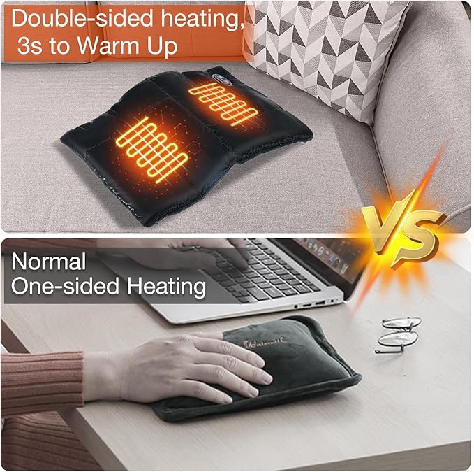Allnice Hand Warmers Rechargeable Pouch USB Electric Handwarmers Bag Graphene Heating Pad for Hands with 3 Heating Levels Handwarmers Pocket for Outdoor Camping Xmas Gifts(Power Bank Not Included)