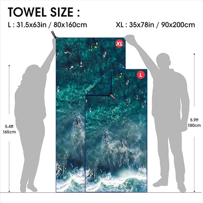 4Monster Microfiber Beach Towel Quick Dry,Super Absorbent Lightweight Travel Towel for Swimmers, Sand Free Camping Towel, Beach Towels for Pool, Swim, Water Sports,Yoga,Gym,Backpacking