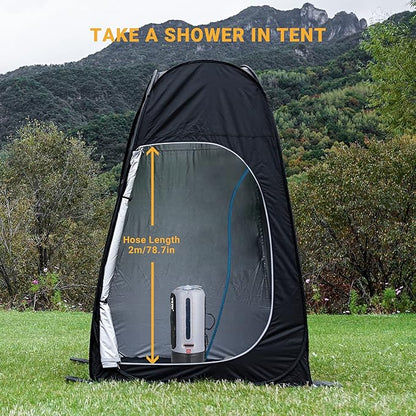 YETO 12L/3.17 Gallons Portable Camping Shower Portable Shower for Camping Camp Shower Solar Shower Outside Shower with Pressure Foot Pump and Handy Nozzle Camping Showers Camping Shower Bag, GREY-12L