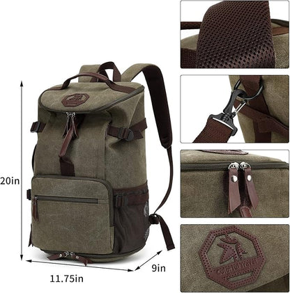 Gym Duffle Bag Backpack 4-Way Vintage canvas with Shoes Compartment for travel Sport Hiking laptop (Vintage green) X-Large