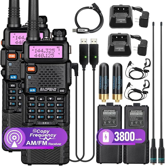 BAOFENG UV-5RX (Upgraded of UV-5R) Multi-Band Ham Radio, 136-174/400-520Mhz Receiving, Two Way Radio with 805s Antenna ＆ 771 Antenna (2 Pack)