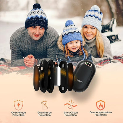 DOLVANA Hand Warmers Rechargeable – 1-Pair Electric Hand Warmer with 3 Temperature Settings, Digital Display – Compact and Portable Hand Warmer Hand and Foot Warmers for Hunting, Fishing, Camping