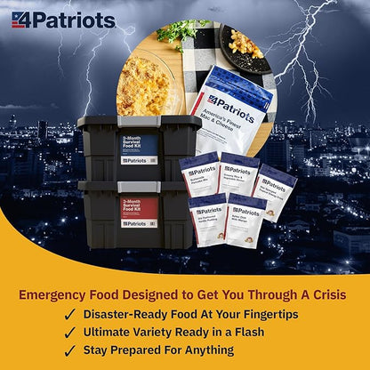 4Patriots: 1-Year Survival Food Kit - Emergency Food Supply, Freeze Dried Food, Designed to Last 25 Years, 2,848 Servings, 540,160 Total Calories, Disaster-Resistant Packaging