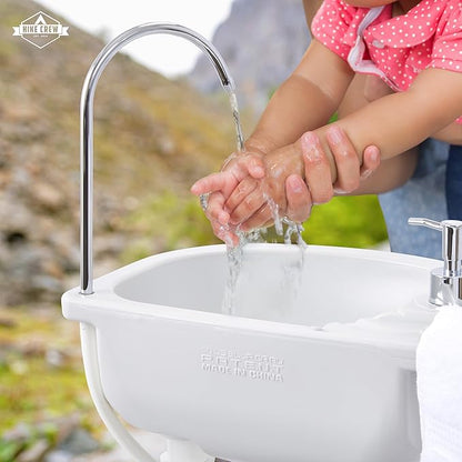 Hike Crew Portable Camping Sink & Water Reserve | Outdoor Travel Hand Wash Station with Large 12 Gallon Capacity Water Tank, Hands-Free Foot Pump, Faucet, Soap Dispenser, Rolling Wheels & Carry Handle