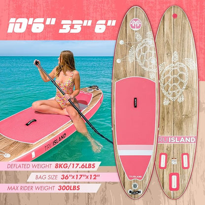 TRUISLAND Inflatable Paddle Board, Stand Up Paddle Board with Backpack, Non-Slip Thickened Deckpad, Waterproof Phone Case, Leash, Paddle, Hand Pump