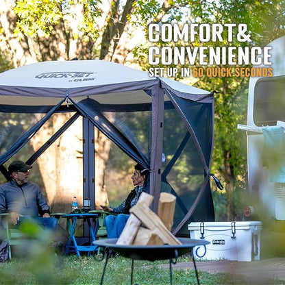 CLAM Quick Set Venture 9 by 9 Ft Portable Canopy Shelter, Blue + Clam Quick Set Screen Hub Tent Wind & Sun Panels, Accessory Only, Blue (3 Pack)