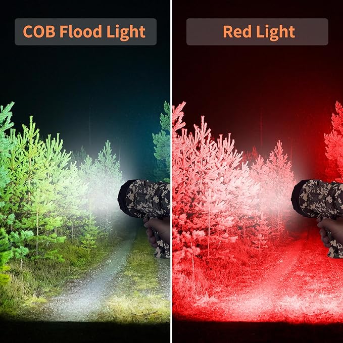 BUYSIGHT Rechargeable Spotlight Flashlight,1000,000 lumens Hand held Spotlight Waterproof Flashlight Hunting floodlight with red Lens(Camouflage Green-COB)