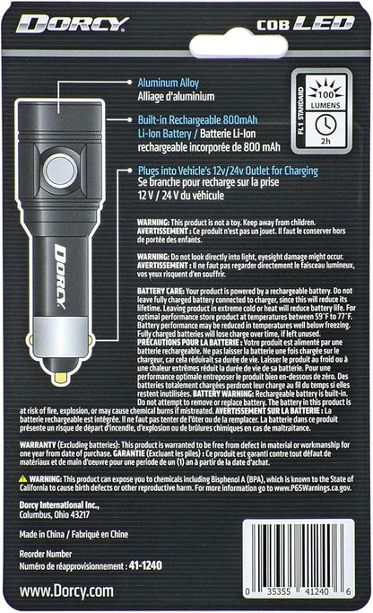 Dorcy 12V Car Plug In Rechargeable Flashlight PDQ