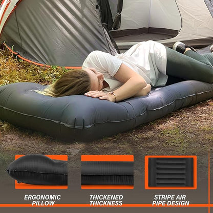 TOBTOS Self Inflating Camping Sleeping Pad with Pillow, Thick 6 Inch Ultralight Sleeping Pad with Built-in Pump, Lightweight Sleeping Mat for Camping, Backpacking, Hiking, Tent (Brown)
