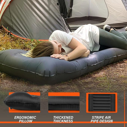 TOBTOS Self Inflating Camping Sleeping Pad with Pillow, Thick 6 Inch Ultralight Sleeping Pad with Built-in Pump, Lightweight Sleeping Mat for Camping, Backpacking, Hiking, Tent (Brown)