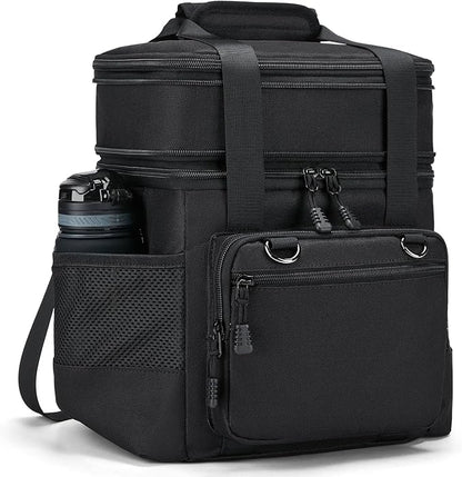 Insulated Lunch Box for Men/Women: Reusable Lunch Bag for Work Office Daytrip Picnic Beach - Leakproof Cooler Tote Bag Organizer for Adults - Black