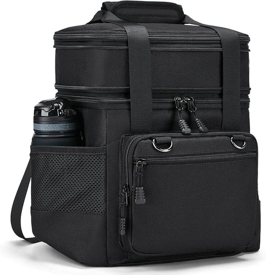 Insulated Lunch Box for Men/Women: Reusable Lunch Bag for Work Office Daytrip Picnic Beach - Leakproof Cooler Tote Bag Organizer for Adults - Black