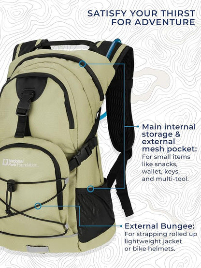 18L Hydration Backpack with 2 Liter Hydro Water Bladder Bag, Lightweight Daypack for Cycling, Hiking, Running, Climbing, for Men Women Kids