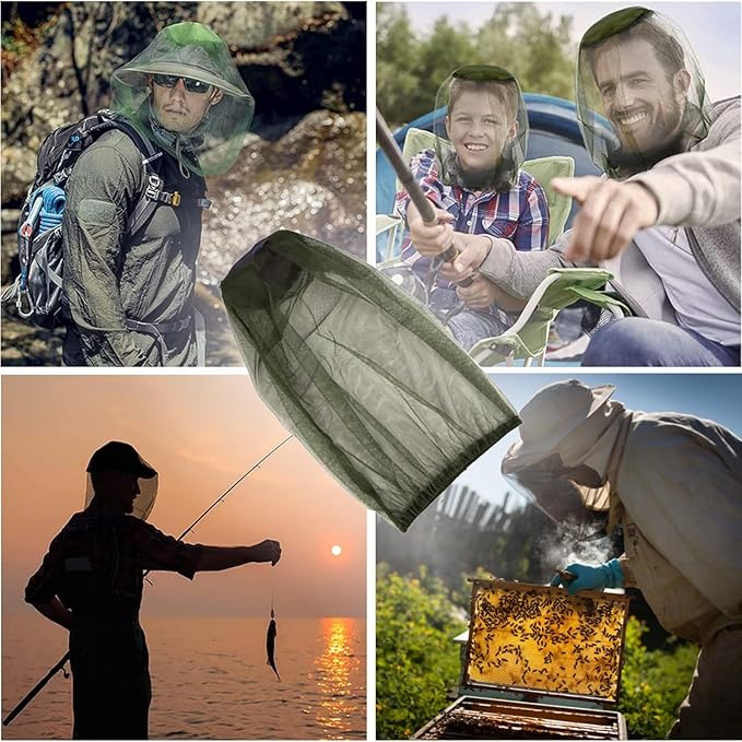 Mosquito Head Net Head Mesh with Extra Fine Holesfor Protecting from Insect Bug Bee Mosquito Gnats, Face Netting for Camping/Hiking/Fishing