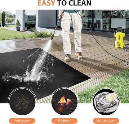 Large Under Grill Fire Pit Mats 42"x60" - Oil Waterproof BBQ Camping Stove Fireproof Mat, Reusable Easy Clean Gas Grill Mat for Outdoor Deck Protector