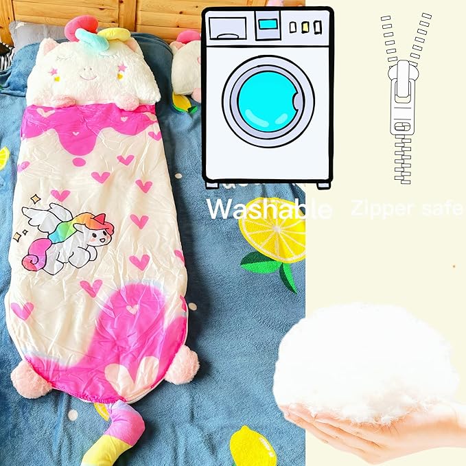 Happy Kids Sleeping Bag, Animal Bags, Sleepy Sack, Comfy, Cozy, Compact, Sleeping Bag with Pillow, Soft Pillow, Nap Mat, Wram Plush with Cotton, Slumber Bag