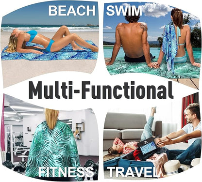 2 Pack Microfiber Beach Towel, Oversized Pool Towel 75”x 35”, Sand-Free Quick Drying Camping Super Absorbent Bath Blanket, Soft Breathable and Lightweight
