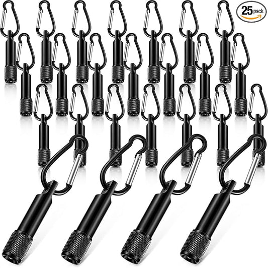 CHENGU 25 Pack Mini Keychain Flashlights Bulk with Carabiner Pocket Handheld Flashlight for Camping Hiking Outdoor Activity(Black)