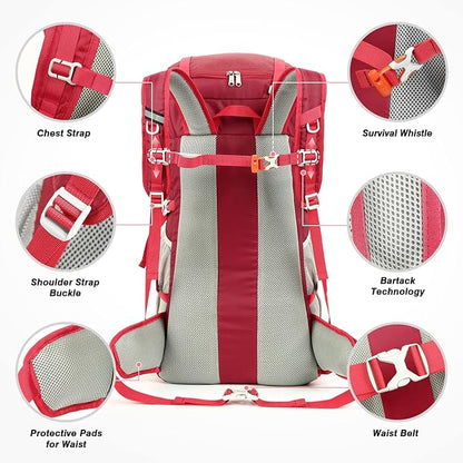 HOMIEE 50L Hiking Backpack Travel Bag Waterproof Camping Backpack with Rain Cover Lightweight Backpacking Backpack Rucksack