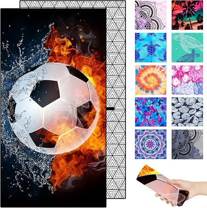 Microfiber Beach Towel – Football Quick Dry Lightweight Sand Free Oversized Towel Accessories Travel Must Have Swim Pool Yoga Camping Gear Summer Cruise Ship Essentials Cloud Compact Gift 71" 32"