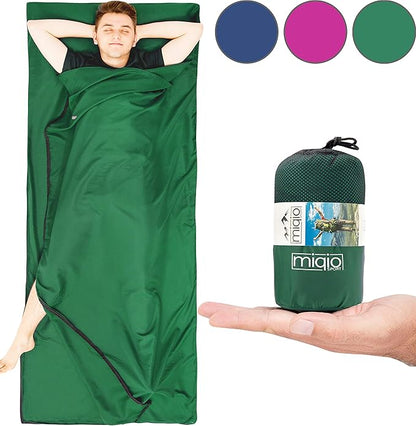 Sport 2-in-1 Sleeping Bag Liner and XL Sized Travel Sheet - Ultra Lightweight Sleep Liner Double Travel Bed Sheet - Inlett Inlay