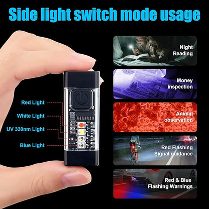 SPOMOX Mini EDC Flashlight Rechargeable with Keychain, Super Bright 700 Lumen Pocket Flashlight, Tiny LED keychain Lights with Magnetic base, USB-C Rechargeable, for Camping, Outdoors and Emergencies.