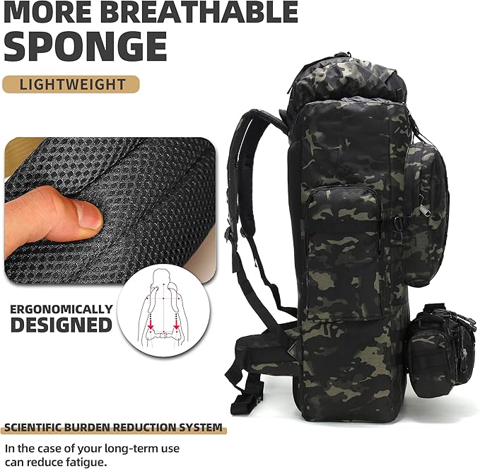 100L Camping Hiking Backpack Molle Rucksack Military Camping Backpacking Daypack