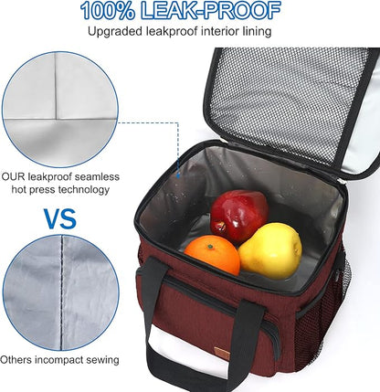 Femuar Lunch Bags for Women/Men, Insulated Lunch Bag for Work Office Picnic - Lunch Cooler Bag Leakproof Lunch Box with Adjustable Shoulder Strap - Red