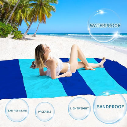 BYDOLL Beach Blanket Sandproof Waterproof 78''×110''1-7 Adults Compact Lightweight Oversized Beach Blanket Large Picnic Mat Beach Blanket for Travel Camping Hiking Picnic