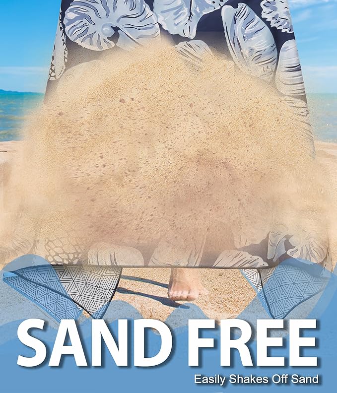 Microfiber Beach Towel – Quick Dry Lightweight Sand Free Oversized Large Towel Accessories Swim Pool Yoga Camping Summer Cruise Ship Essentials Cloud Compact Sandproof Gift (Turtle Shell,71" 32")