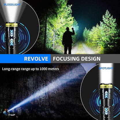 DARKBEAM LED Flashlight High Lumens 950000LM Super Bright, USB-C Rechargeable Powerful Emergency Tactical Flashlights, 5-Mode Focusable Flash Light, Water Resistant, Long Life - Camping, Maintenance