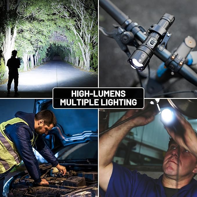 Rechargeable Flashlights - 2 Pack Super Bright Powerful Flashlight 990,000 High Lumens with 5 Modes - 12H Long Runtime & IPX6 Waterproof Brightest LED Flash Light for Home Outdoor Camping