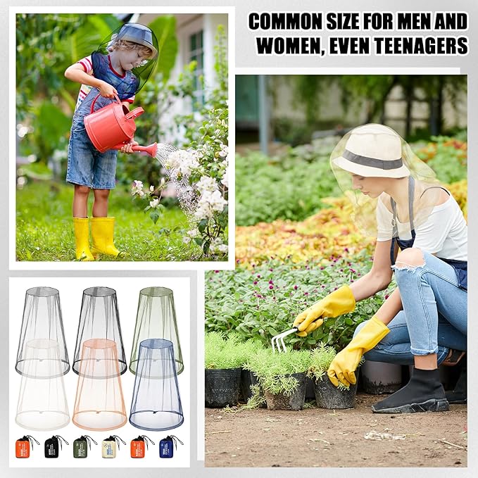 6 Pack Mosquito Head Net Bug Head Net Insects Mesh Head Net for Outdoor Face Neck Head Protecting