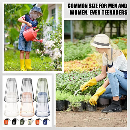 6 Pack Mosquito Head Net Bug Head Net Insects Mesh Head Net for Outdoor Face Neck Head Protecting