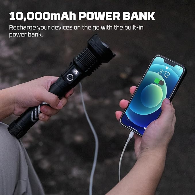 azamine Rechargeable Flashlights 990000 High Lumens - Super Bright LED Flashlight with 5 Modes, IPX7 Waterproof Powerful Flash Light for Camping Hiking